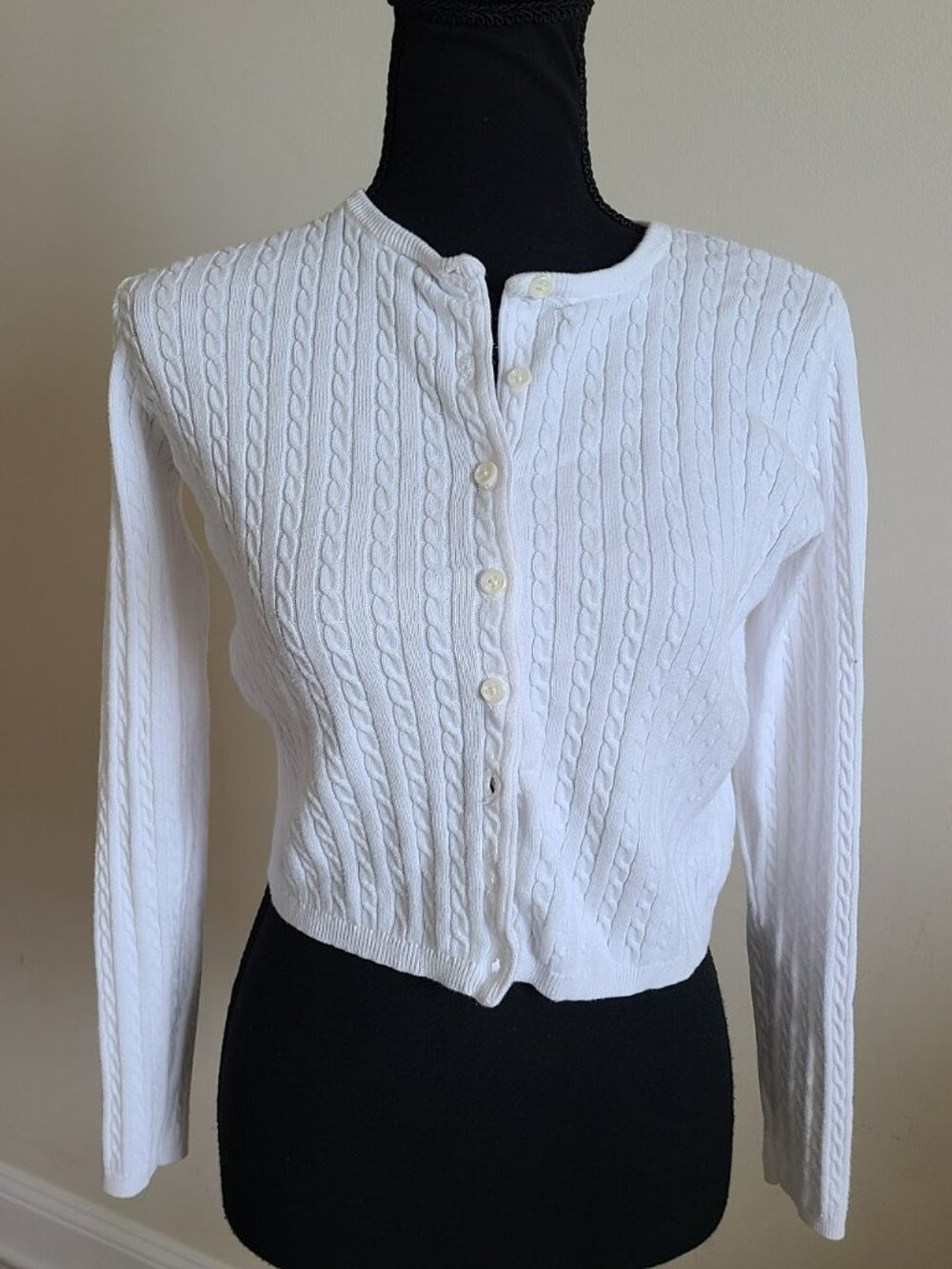 Brandy Melville white cable knit button front cardigan